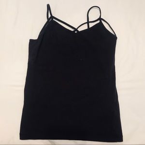 AEROPOSTALE BLACK CRISS CROSS STRAP TANK TOP